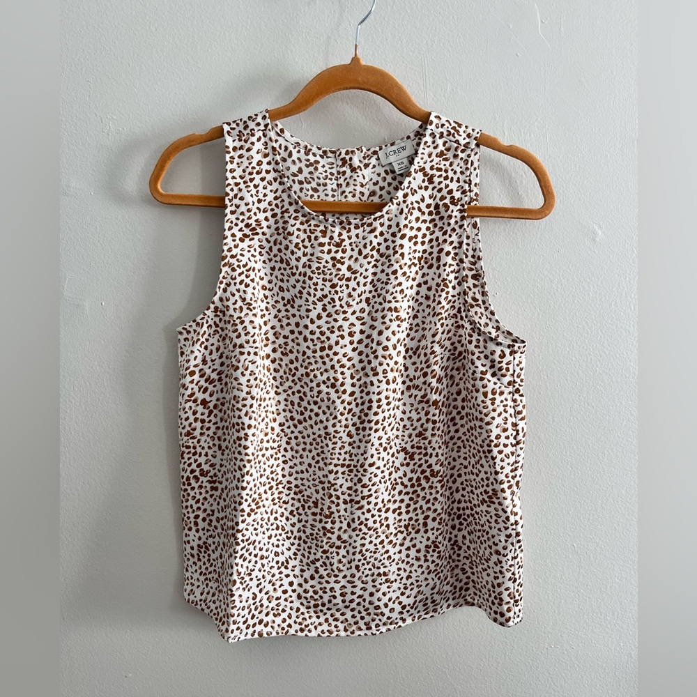 J.CREW Leopard Print Back Button Sleeveless Top